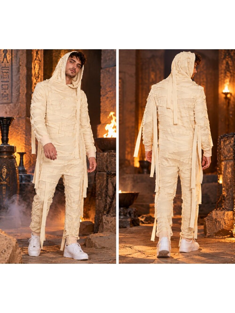 Tipsy Elves Mens Mummy Halloween Costume Classic Spooky Party Outfit Beige S NEW
